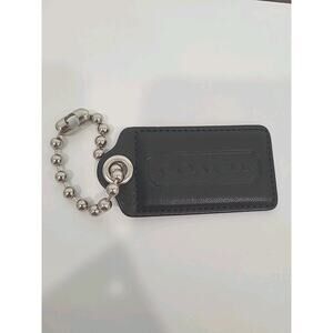 Coach Hang Tag Replacement Black Leather Bag Charm Keychain Large 3" Fob XL
